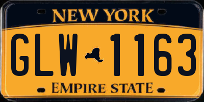 NY license plate GLW1163