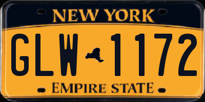 NY license plate GLW1172