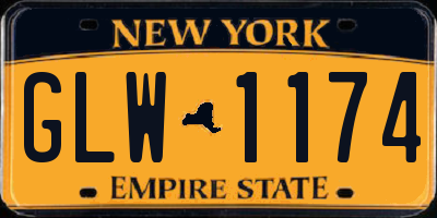 NY license plate GLW1174