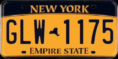 NY license plate GLW1175
