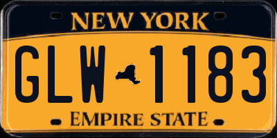 NY license plate GLW1183