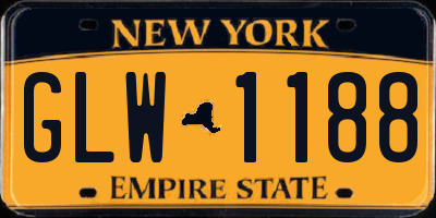 NY license plate GLW1188