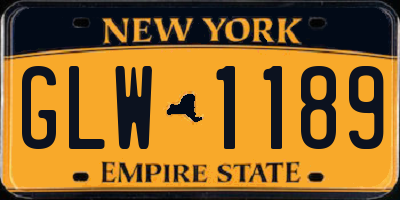 NY license plate GLW1189