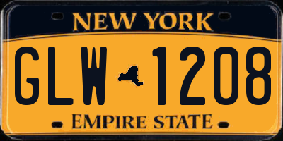 NY license plate GLW1208