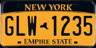 NY license plate GLW1235