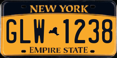 NY license plate GLW1238