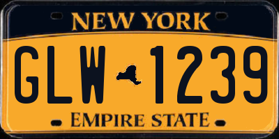 NY license plate GLW1239