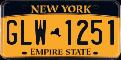 NY license plate GLW1251