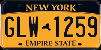 NY license plate GLW1259