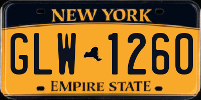 NY license plate GLW1260