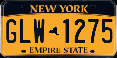 NY license plate GLW1275
