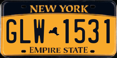 NY license plate GLW1531