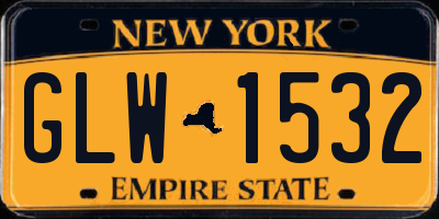 NY license plate GLW1532