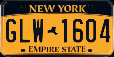 NY license plate GLW1604