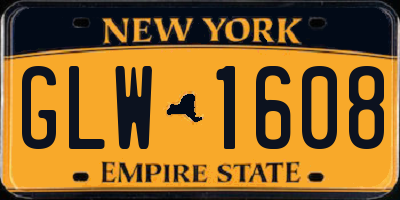 NY license plate GLW1608