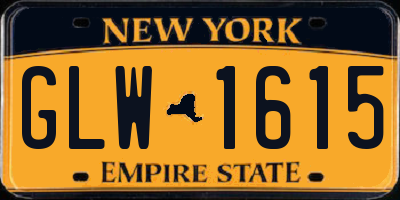 NY license plate GLW1615
