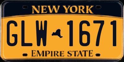 NY license plate GLW1671