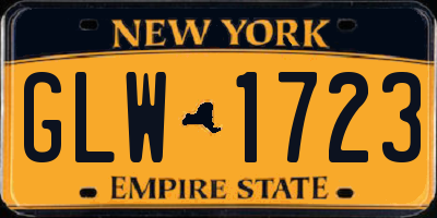 NY license plate GLW1723
