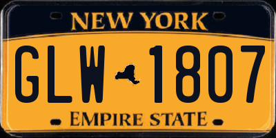 NY license plate GLW1807