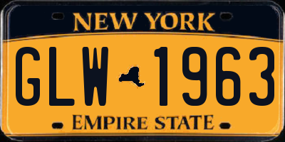 NY license plate GLW1963