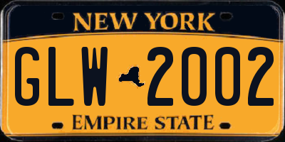 NY license plate GLW2002