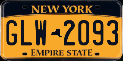 NY license plate GLW2093