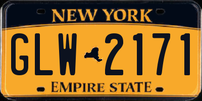 NY license plate GLW2171