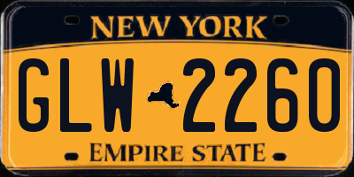 NY license plate GLW2260