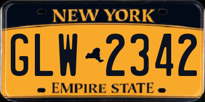 NY license plate GLW2342