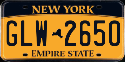NY license plate GLW2650