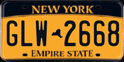 NY license plate GLW2668