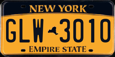 NY license plate GLW3010