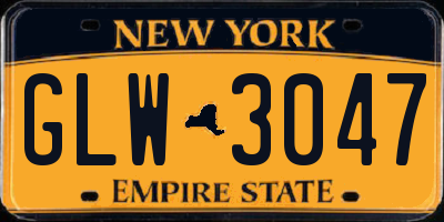 NY license plate GLW3047