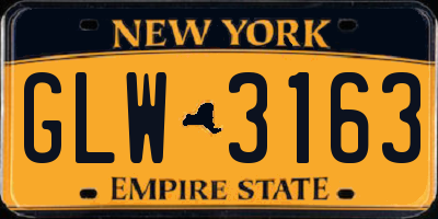 NY license plate GLW3163