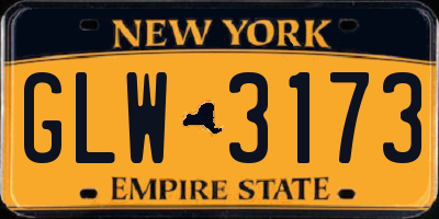 NY license plate GLW3173