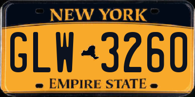 NY license plate GLW3260