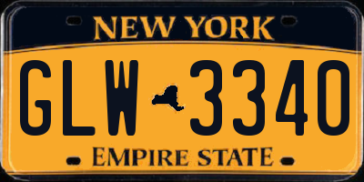 NY license plate GLW3340