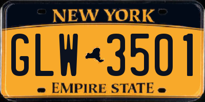 NY license plate GLW3501