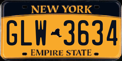 NY license plate GLW3634