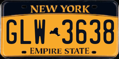 NY license plate GLW3638