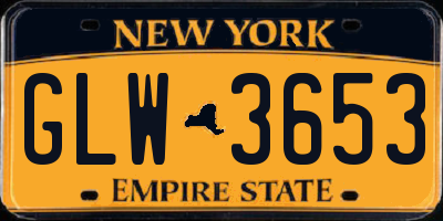 NY license plate GLW3653