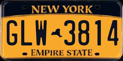 NY license plate GLW3814
