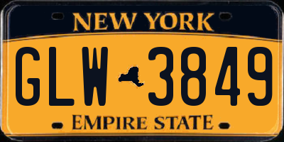 NY license plate GLW3849