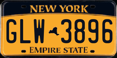 NY license plate GLW3896