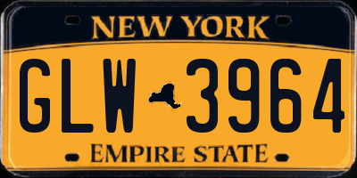 NY license plate GLW3964