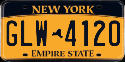 NY license plate GLW4120