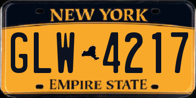 NY license plate GLW4217