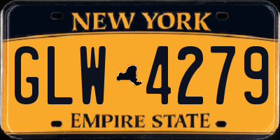 NY license plate GLW4279