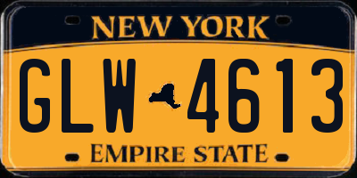 NY license plate GLW4613