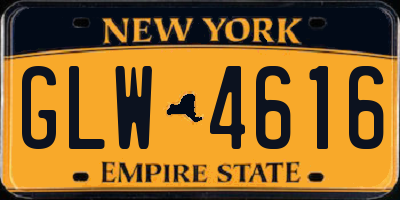 NY license plate GLW4616